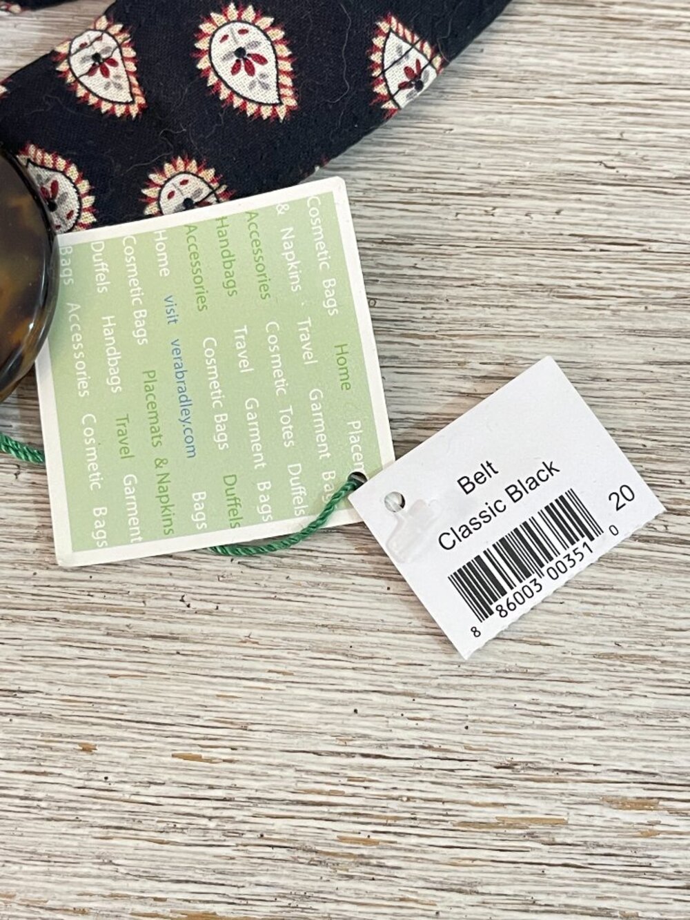 New Vera Bradley Belt Classic Black Fabric NWT - Picture 8 of 8